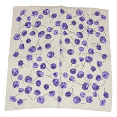 Shades Of Lavender & Violet "Poppies Floral" Silk Scarf