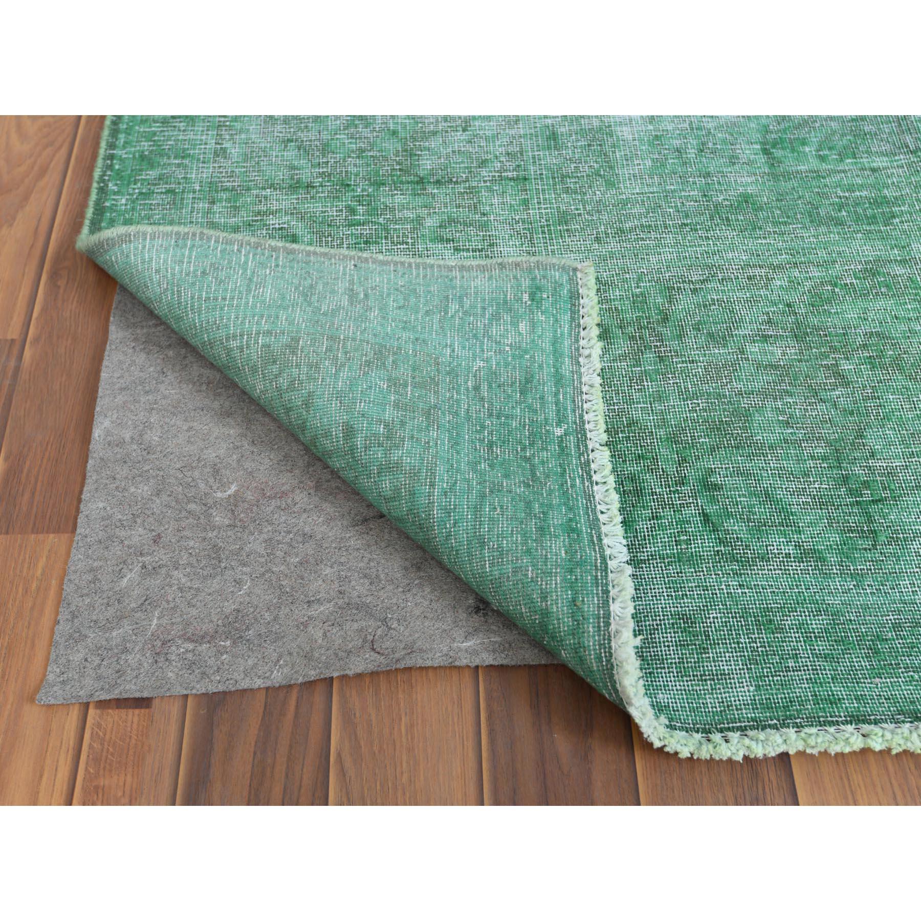 Medieval Shades of Light Green Vintage Persian Kerman Oriental Rug For Sale