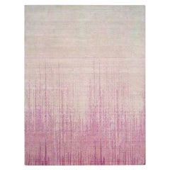 Shades of Pink Hand Knotted Vertical Ombre Design Natural Wool Rug 9'2" x 12'4"