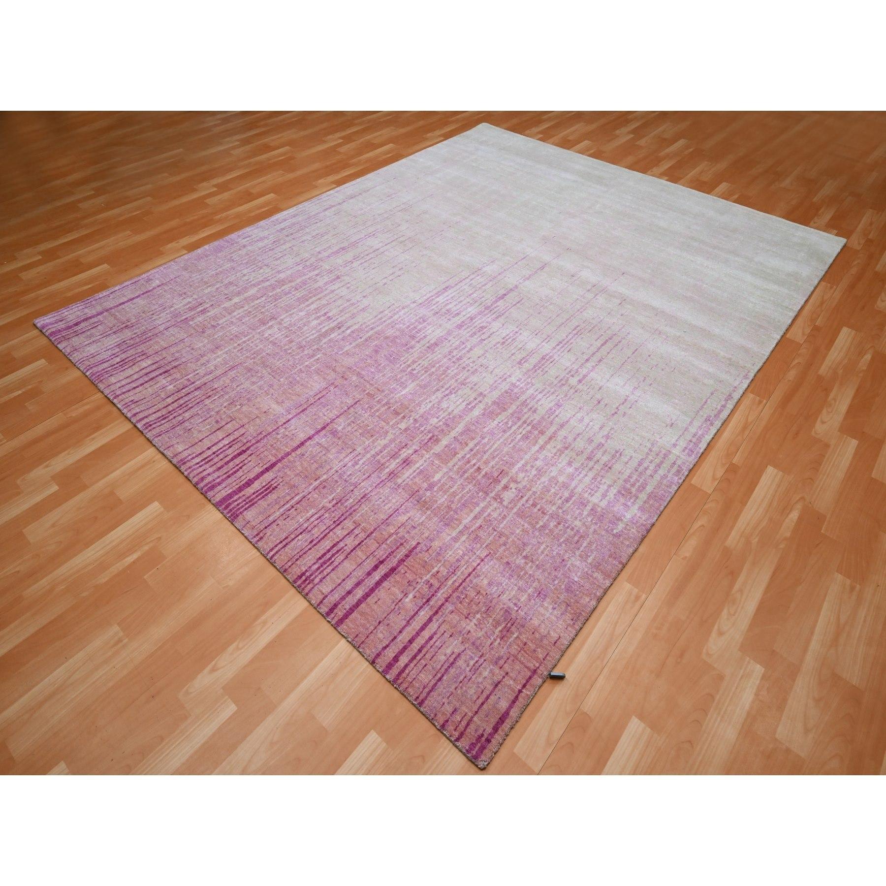 Moderno Shades of Pink Vertical Ombre Design/One in lana naturale annodato a mano Rugs 8'1