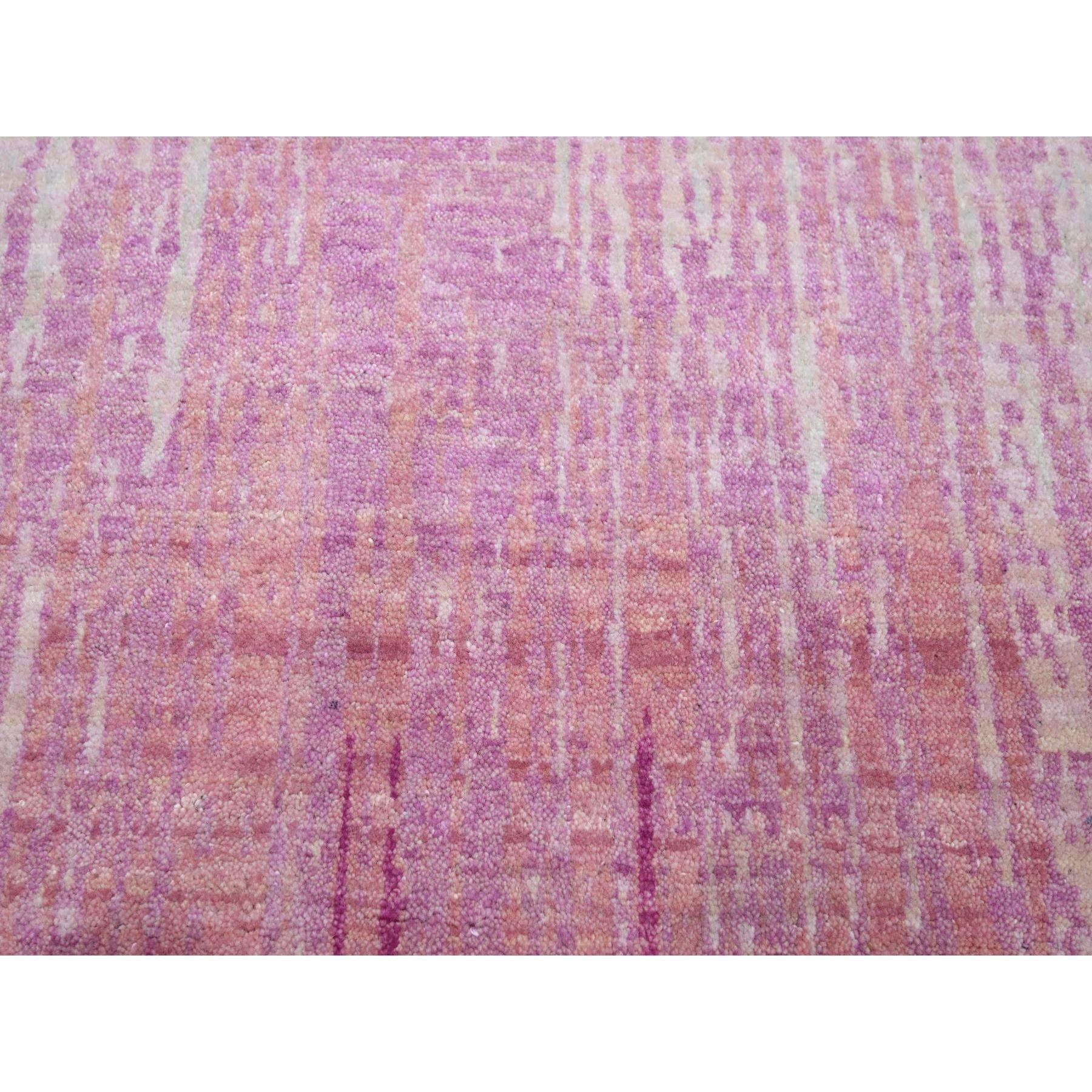 Lana Shades of Pink Vertical Ombre Design/One in lana naturale annodato a mano Rugs 8'1