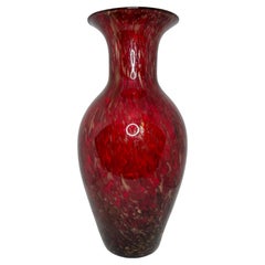 Shades of Red and Gold Murano Art Glass Flower Vase, Italy, 1970s