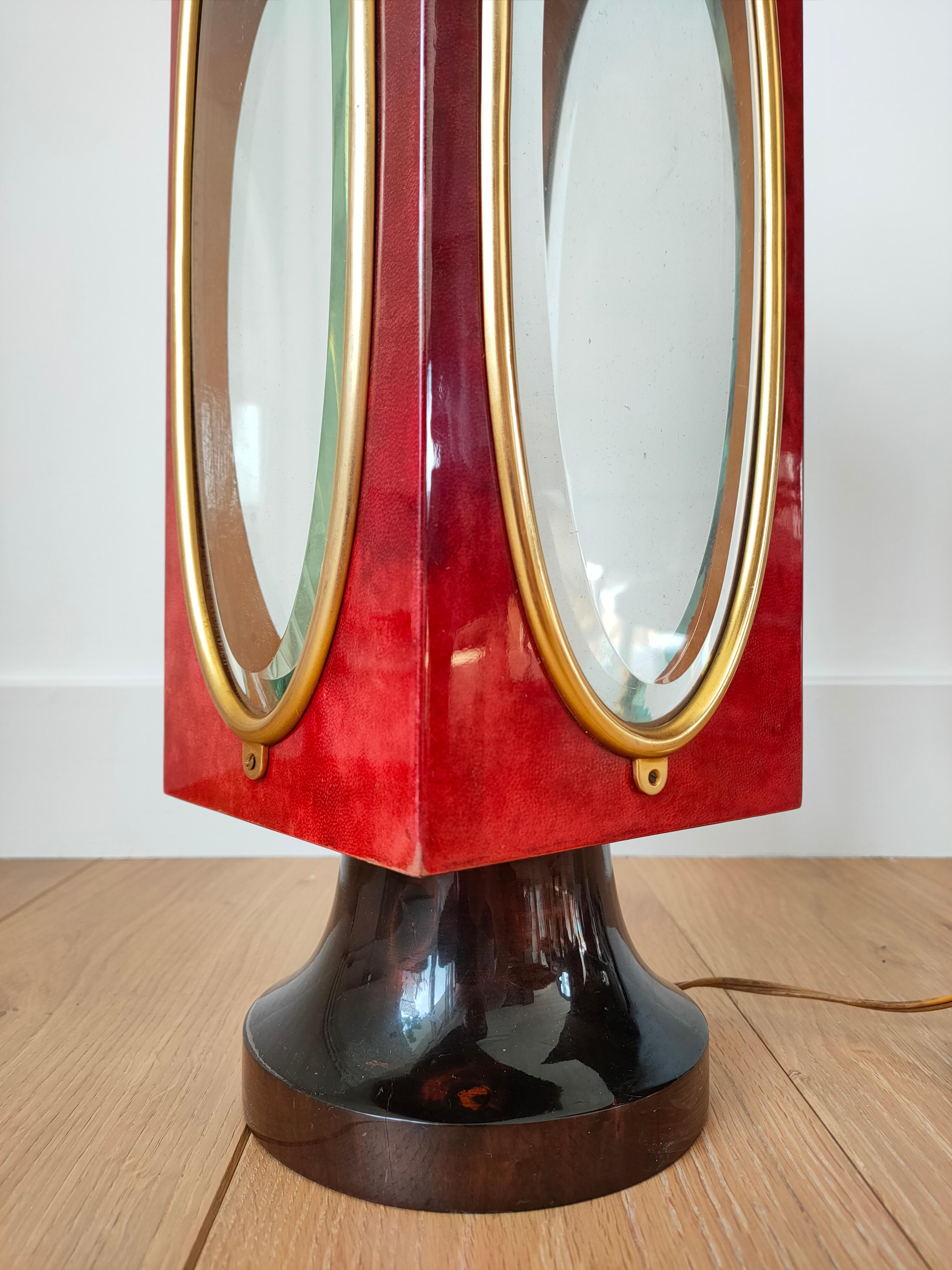 Shades of Red Table Lantern by Aldo Tura, Italy, 1960's 4
