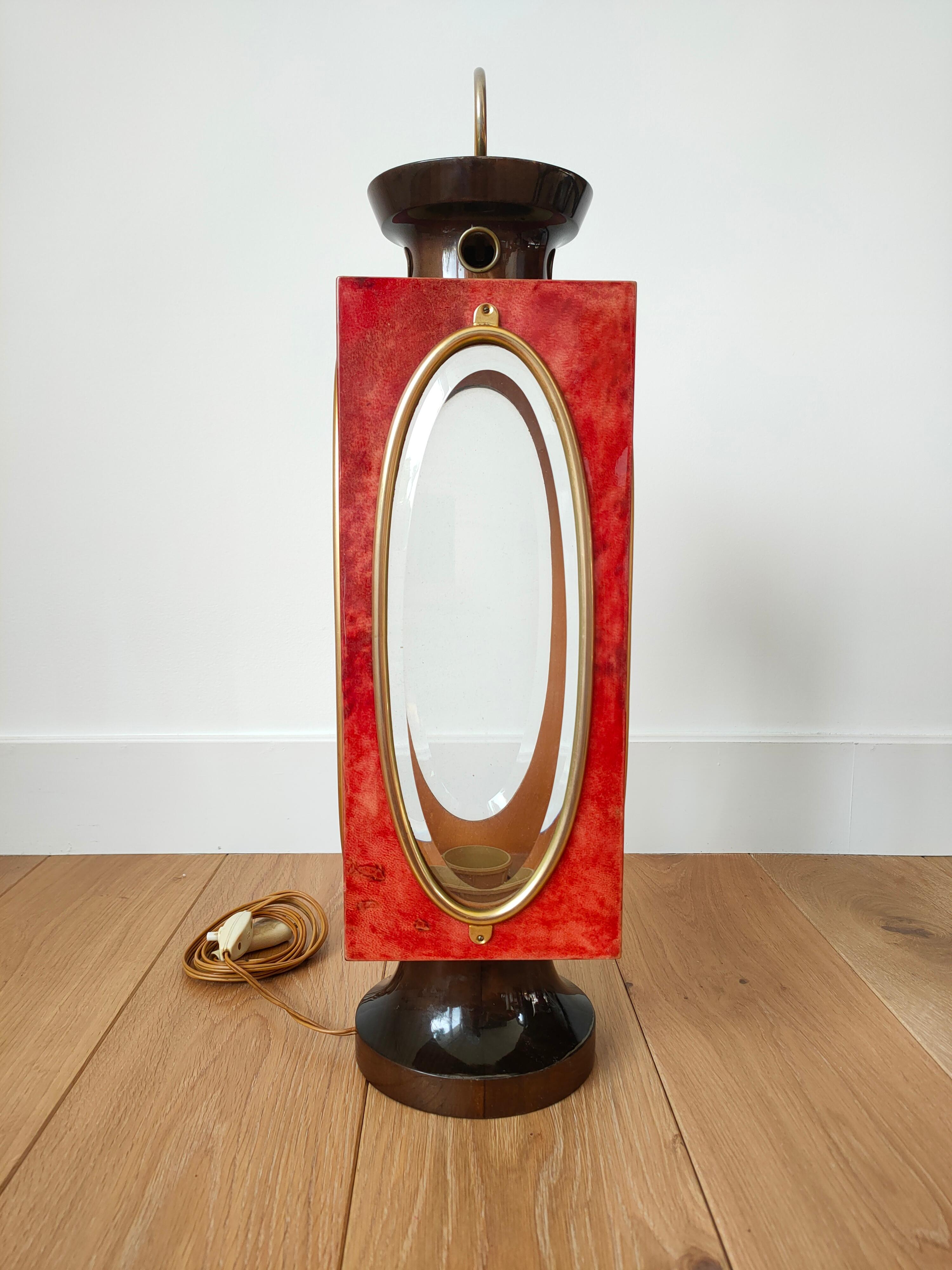 Shades of Red Table Lantern by Aldo Tura, Italy, 1960's 7