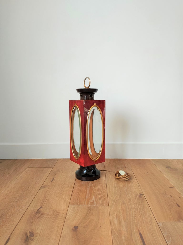 Shades of Red Table Lantern by Aldo Tura, Italy, 1960's For Sale at 1stDibs