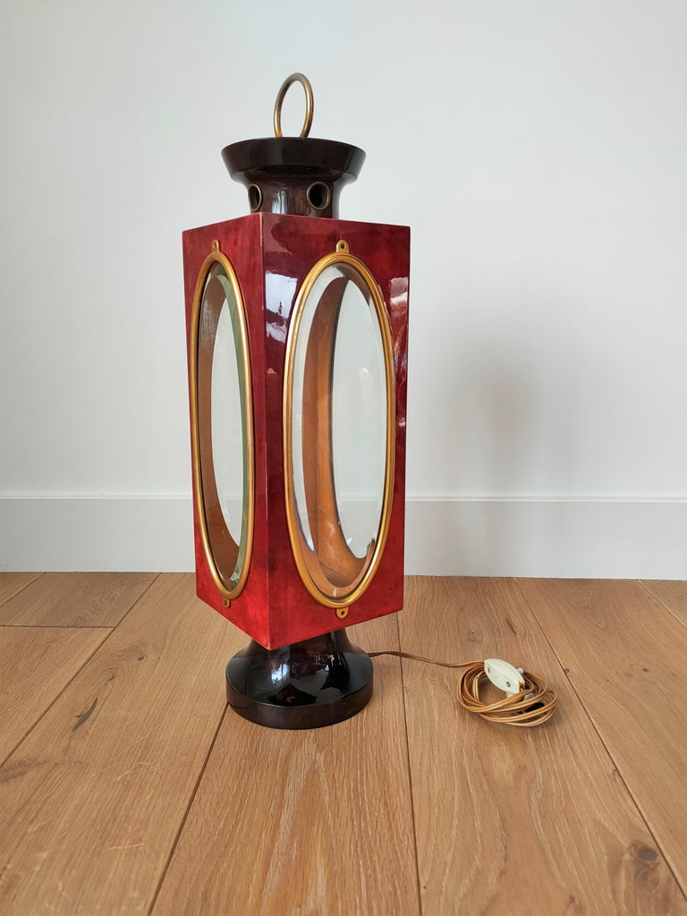 Shades of Red Table Lantern by Aldo Tura, Italy, 1960's For Sale at 1stDibs