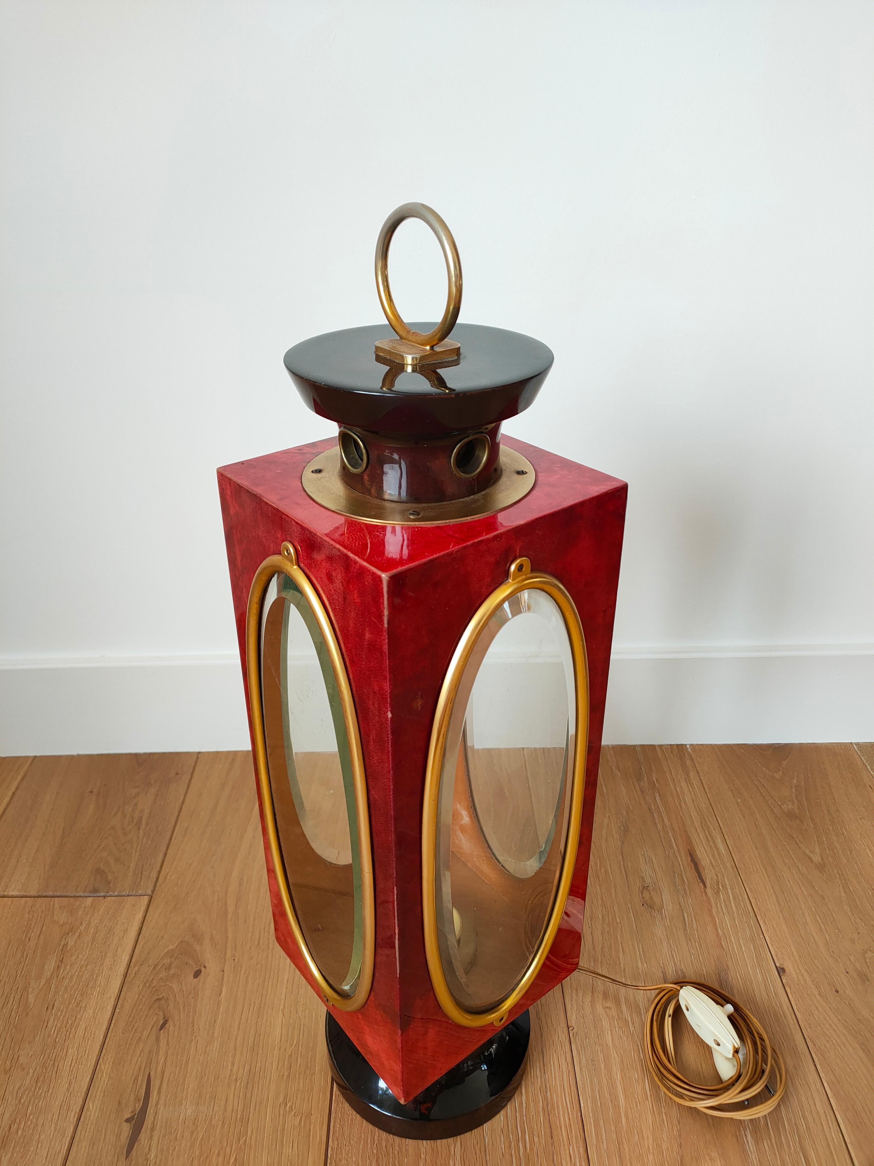 Mid-20th Century Shades of Red Table Lantern by Aldo Tura, Italy, 1960's