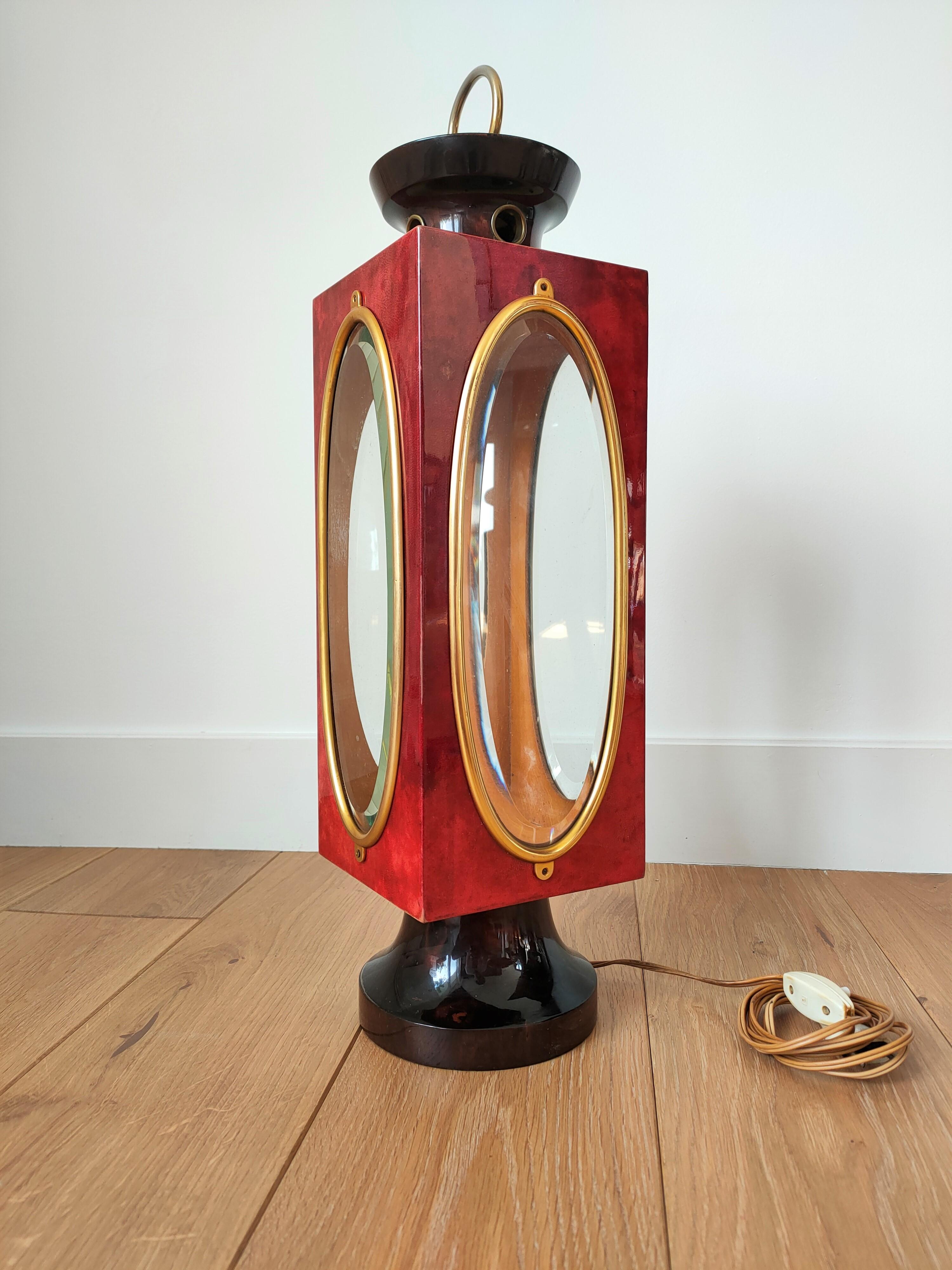 Shades of Red Table Lantern by Aldo Tura, Italy, 1960's 1
