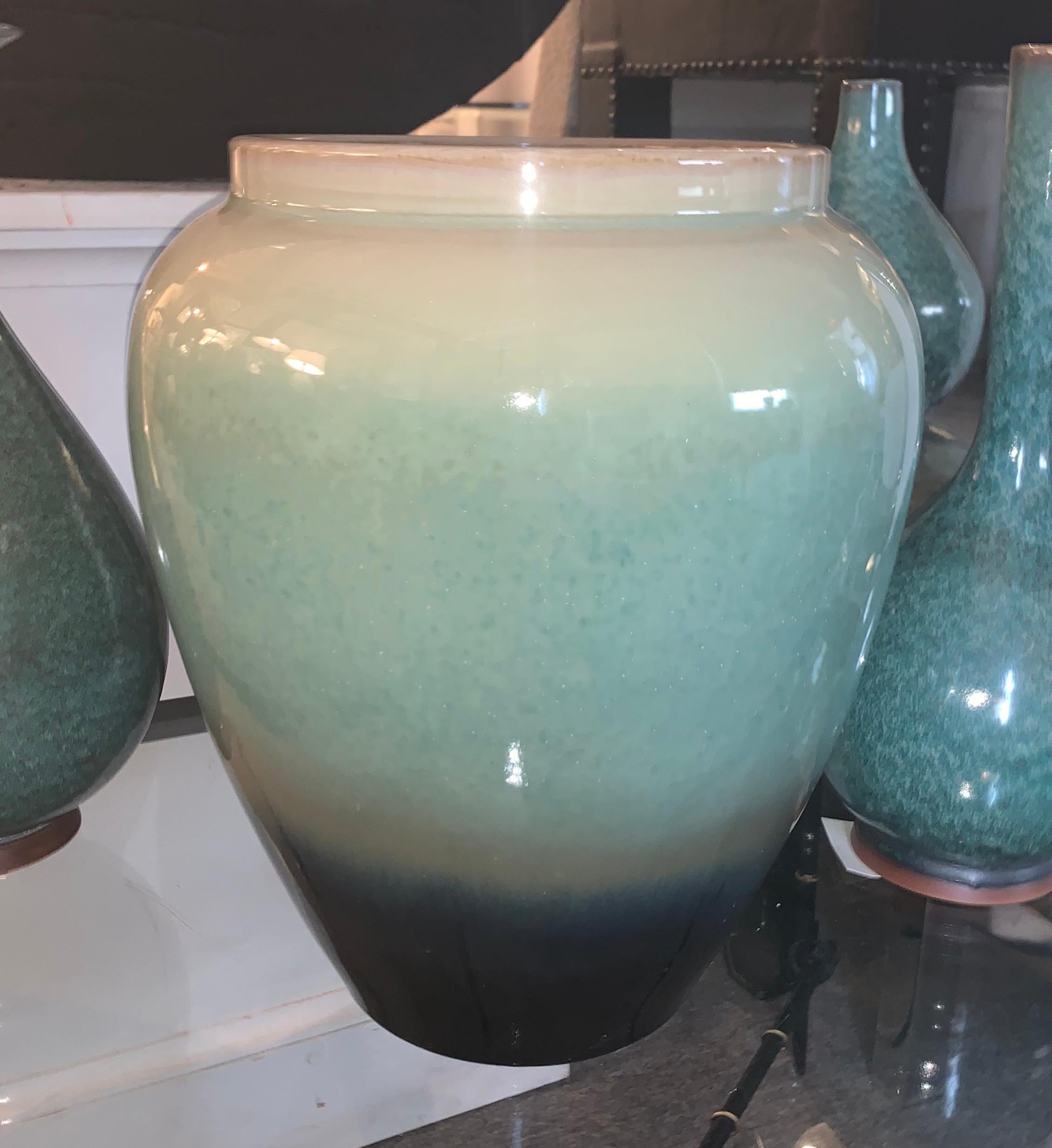 Chinese Shades of Turquoise Ceramic Vase, China, Contemporary For Sale