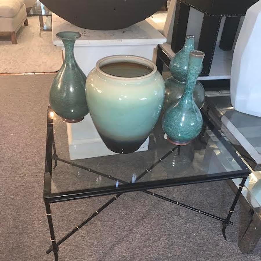 Shades of Turquoise Ceramic Vase, China, Contemporary In New Condition For Sale In New York, NY