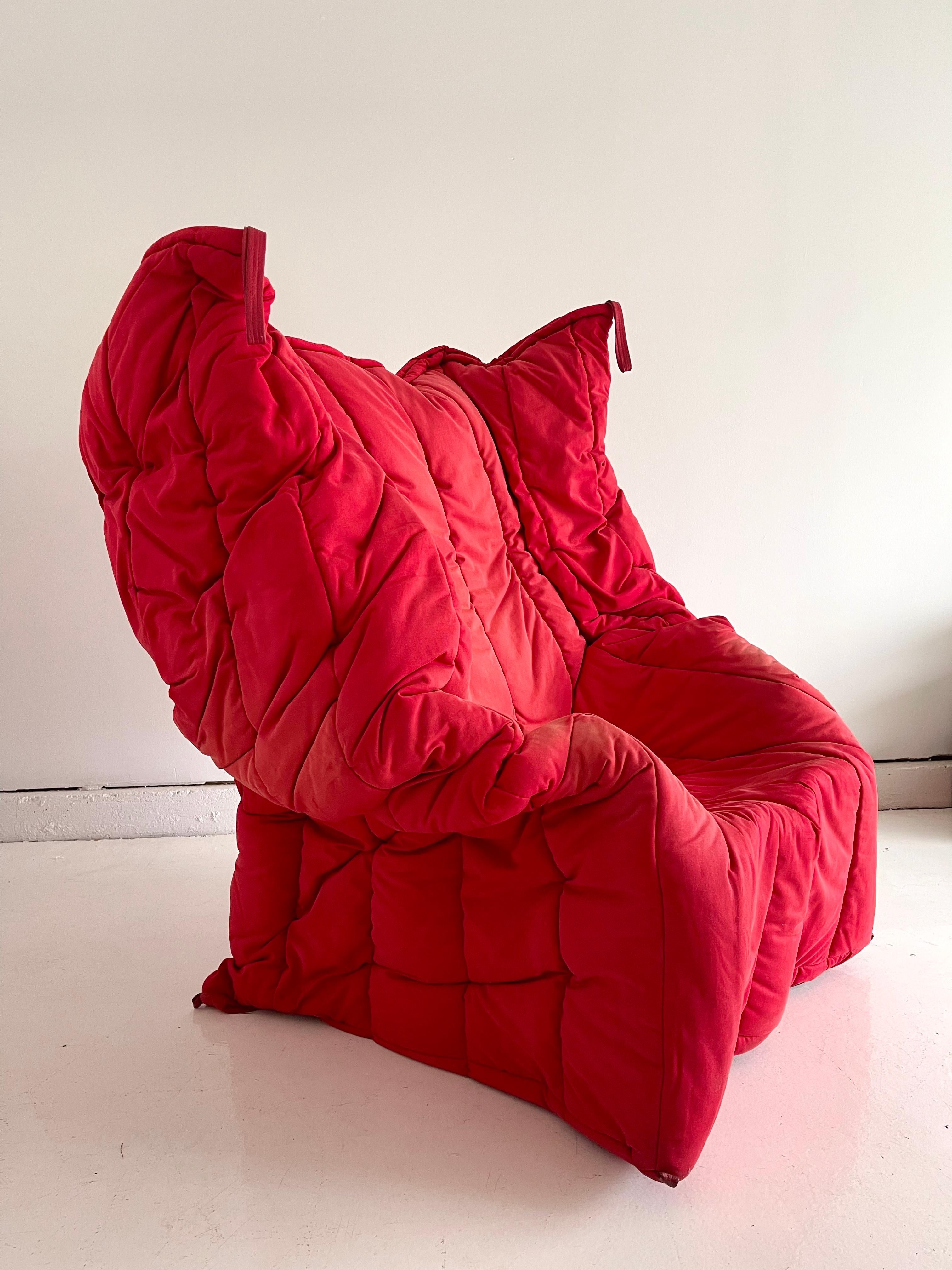 Exceptionally rare Gaetano Pesce Shadow chair for Meritalia. Formed by pouring polyurethane resin into the specially designed fabric “bag” the resin hardens around the negative space of a person sitting creating a surprisingly comfortable seat. Due