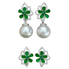 【Jādora】Shadow Blossom Convertible Jade & South Sea Pearl Earrings