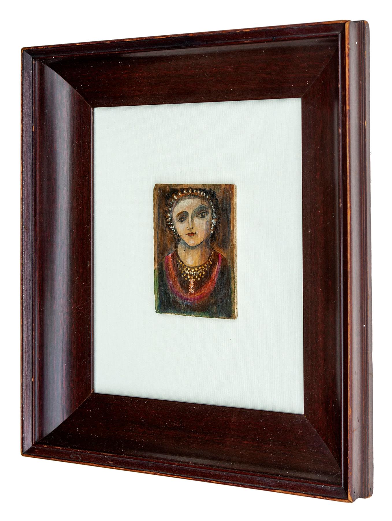 American Empire Shadow Box Frame w/Small Image of a Woman For Sale