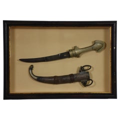 Shadow Box Display Featuring Antique Dagger and Scabbard from Najran, Saudi Arab Shadow Box Display Featuring Antique Dagger and Scabbard from Najran, Saudi Arab