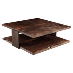 "Shadow" Coffee Table in Smoked Walnut and Blackened Steel by Studio Roeper