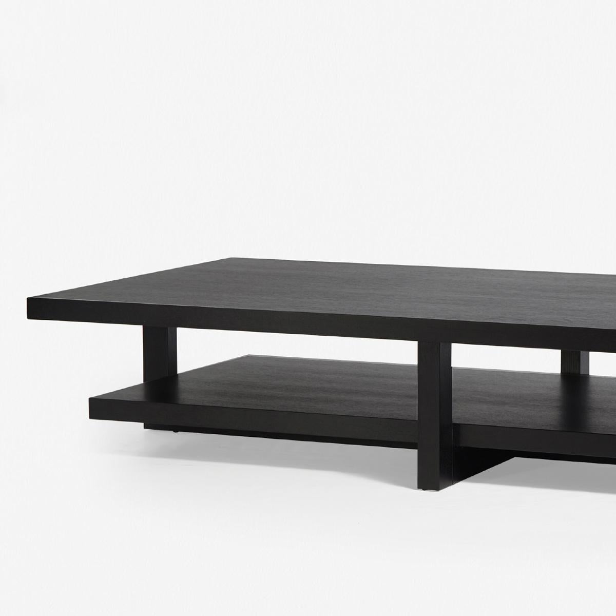 Coffee table shadow double with black oak veneer
tabletop and with black oak veneer base.
Available in:
L130xD70xH38cm, price: 2650,00€.
L150xD80xH38cm, price: 3350,00€.
L180xD90xH38cm, price: 3850,00€.
L200xD100xH38cm, price: 4650,00€.