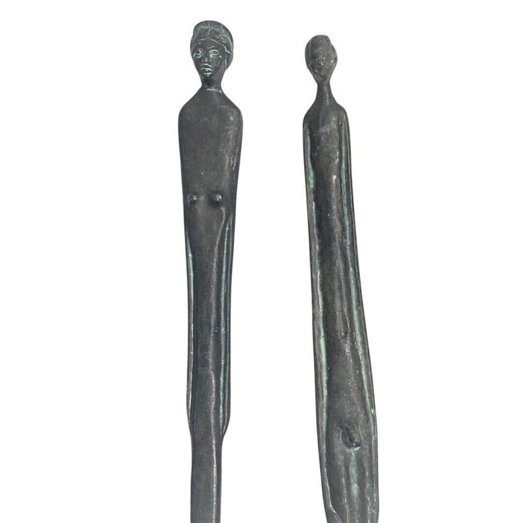 Shadow of the Evening Etruscan Bronze Etrusco Sculptures Pair After Giacometti 6