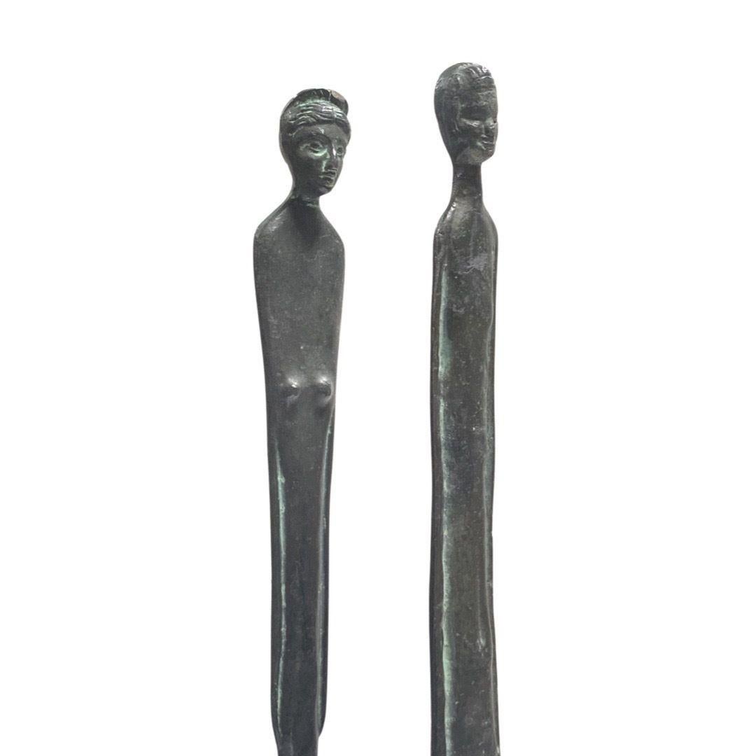 Shadow of the Evening Etruscan Bronze Etrusco Sculptures Pair After Giacometti 8
