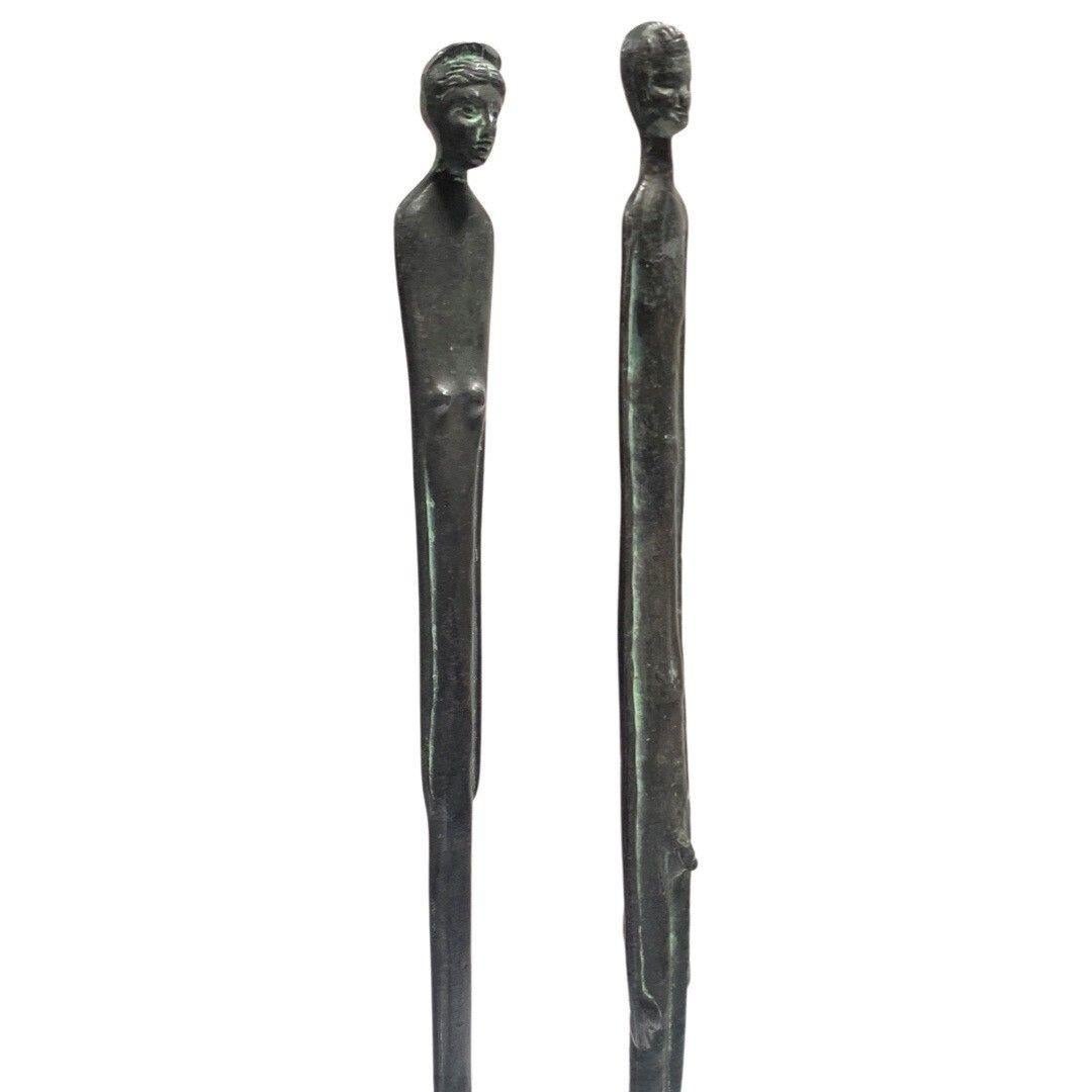 Shadow of the Evening Etruscan Bronze Etrusco Sculptures Pair After Giacometti In Good Condition In Van Nuys, CA