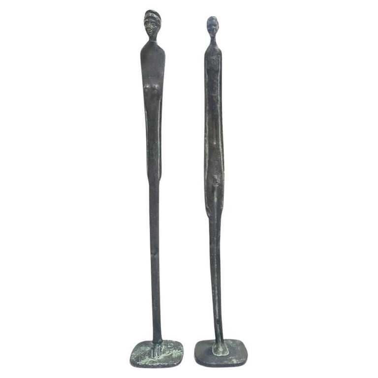 Paire de sculptures étrusques en bronze de style étrusque « L'ombre de la  soirée » d'après Giacometti sur 1stDibs