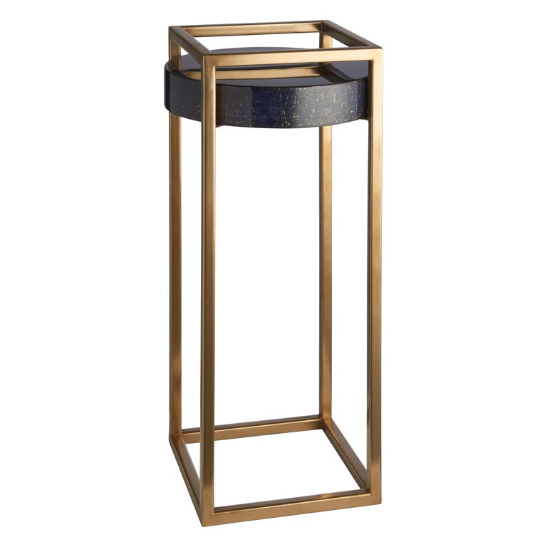 Shadow Side Table Tall Slim With Parchment Top And Liquid Shadow Side Table Tall Slim With Parchment Top And Liquid Metal Frame For
