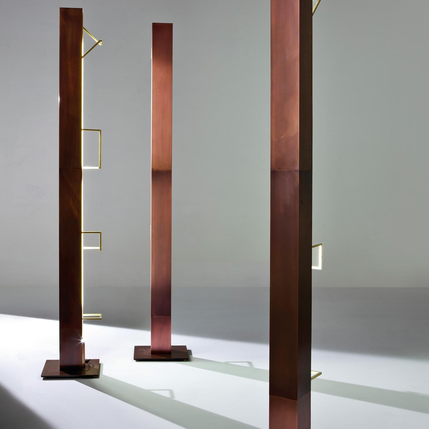 Brass Shadow Structure Floor Lamp