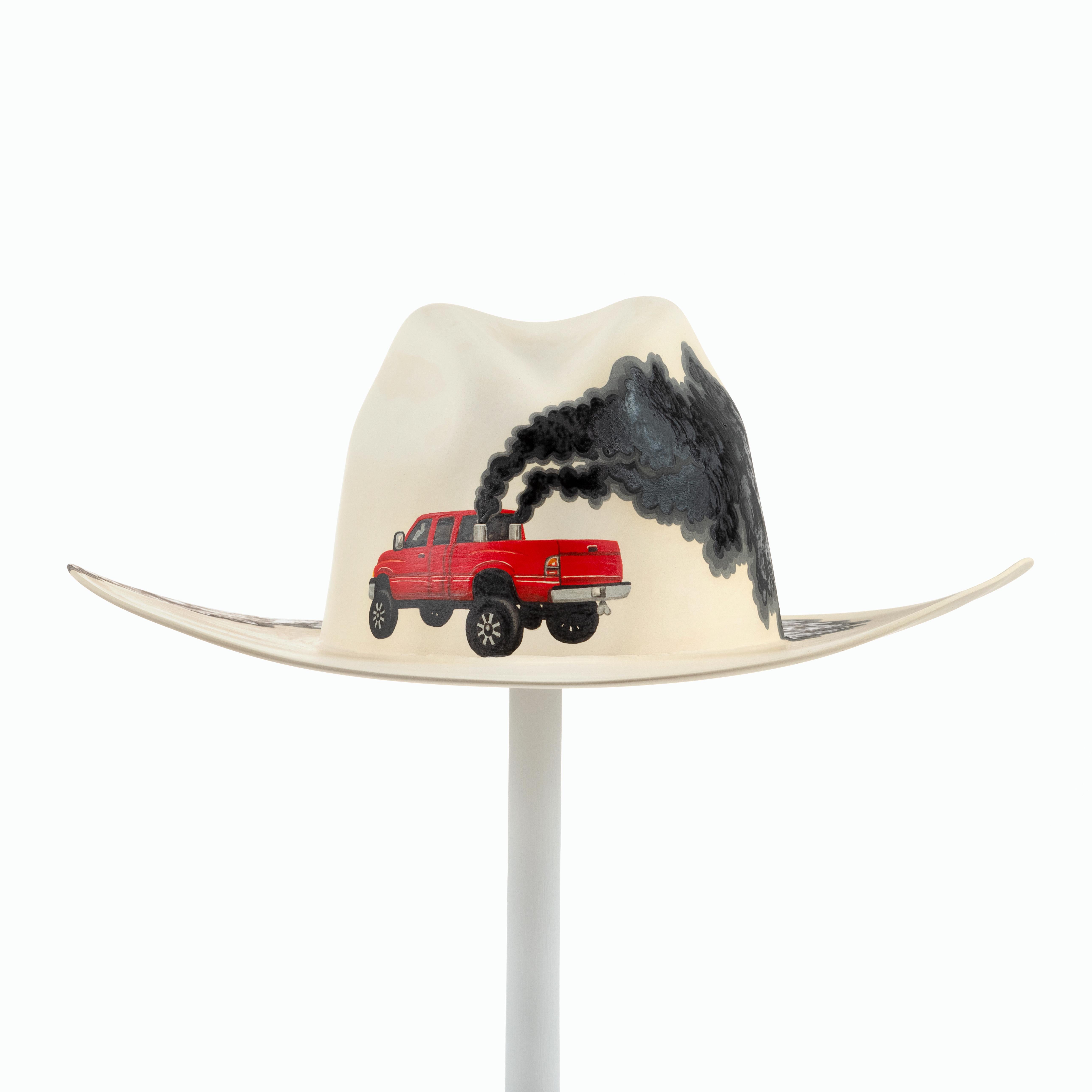 This is a ceramic cowboy hat. 
