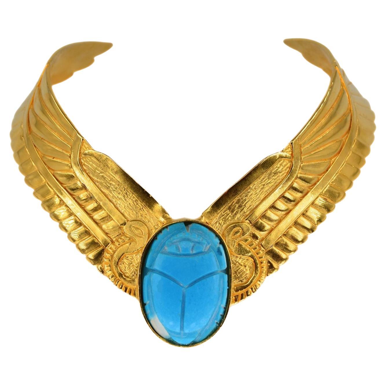 Shafik Collection'S Torque Wings - Bronzo placcato oro con pietra turchese in vendita
