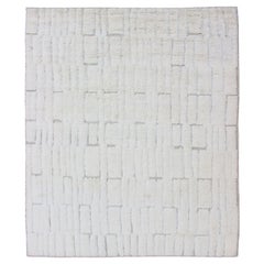 Shag Modern Rug in Minimalist Design In Ivory and Creams With High Pile 