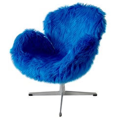 Shagadelic Cookie Monster Arne Jacobsen for Fritz Hansen Swivel Swan Chair