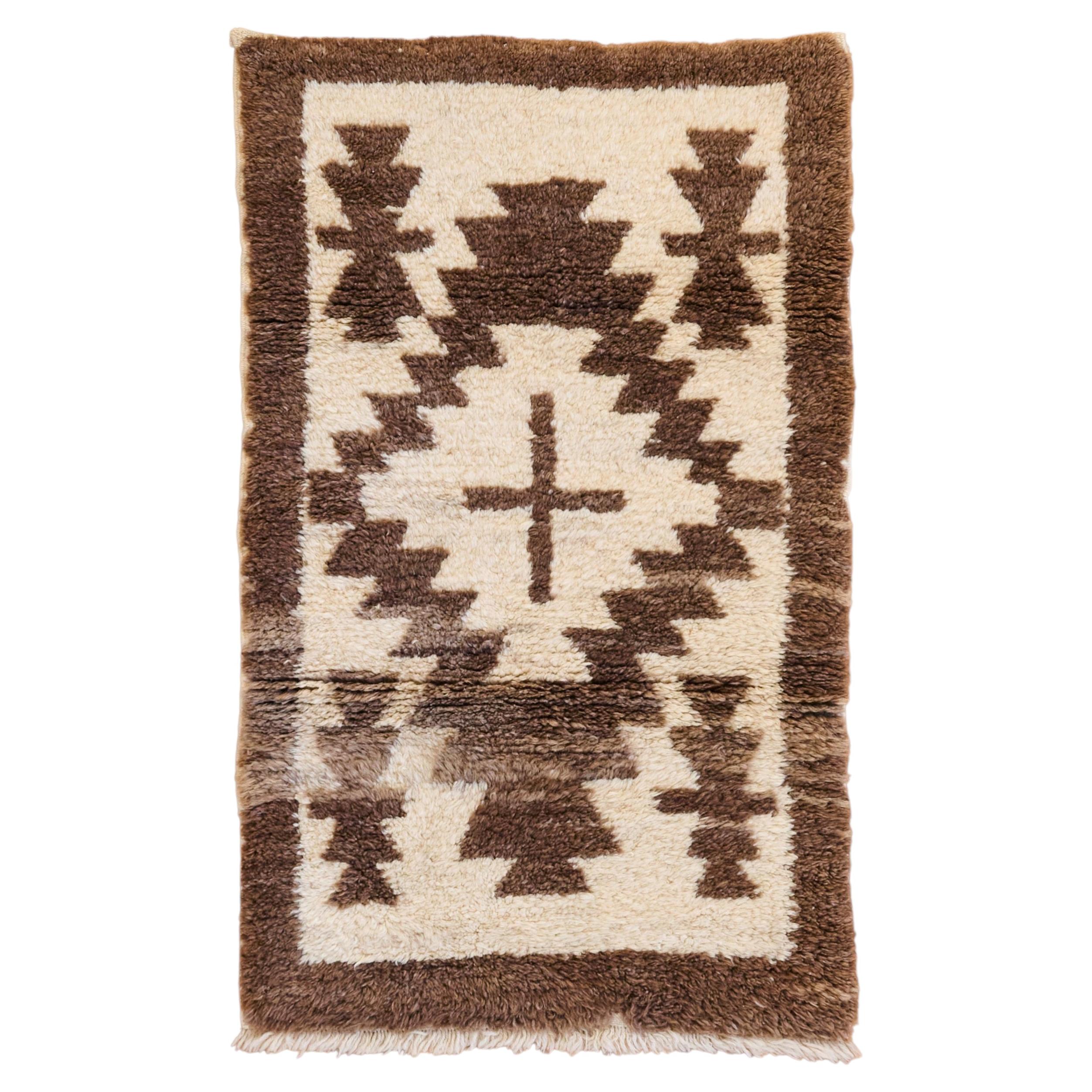 Shaggy Anatolian Tülü, Plush Undyed Earth-Toned Turkey Wool Rug, c. 1940