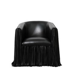 Chair - Shaggy Leather Swivel in Black