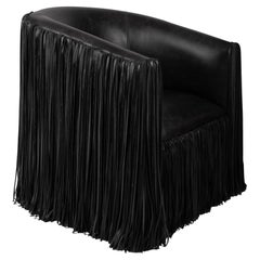 Chair - Shaggy Leather Swivel in Black