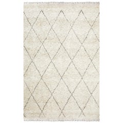Shaggy Moroccan, Bohemian Shaggy Moroccan Hand Knotted Area Rug, Linen