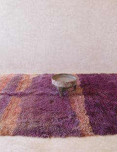 Shaggy Pink and Purple Vintage Moroccan Beni M'Guild Rug