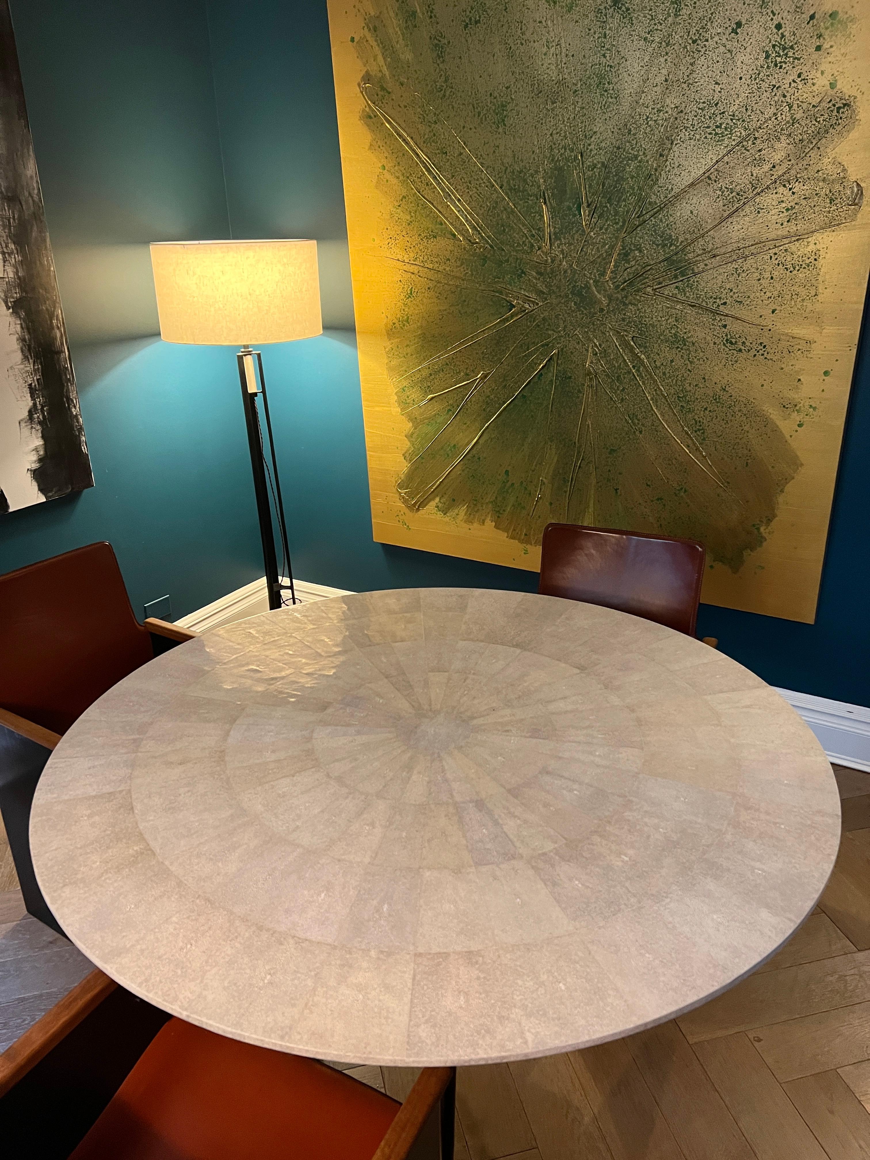 Organic Modern Shagreen and Antique Bronze Sculptural Ella Center Table (In Stock) For Sale