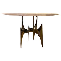 Circular "Ella" Center / Dining Table in Shagreen & Antique Bronze IN STOCK