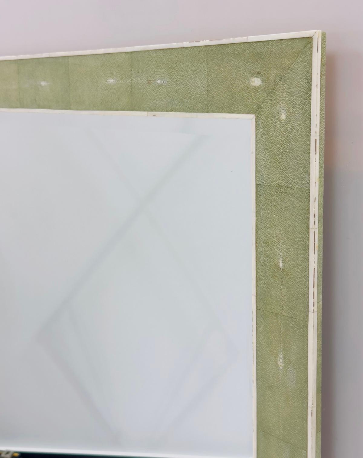 American Shagreen and Bone Wall Mirror by Sylvan of San Francisco, Signed For Sale