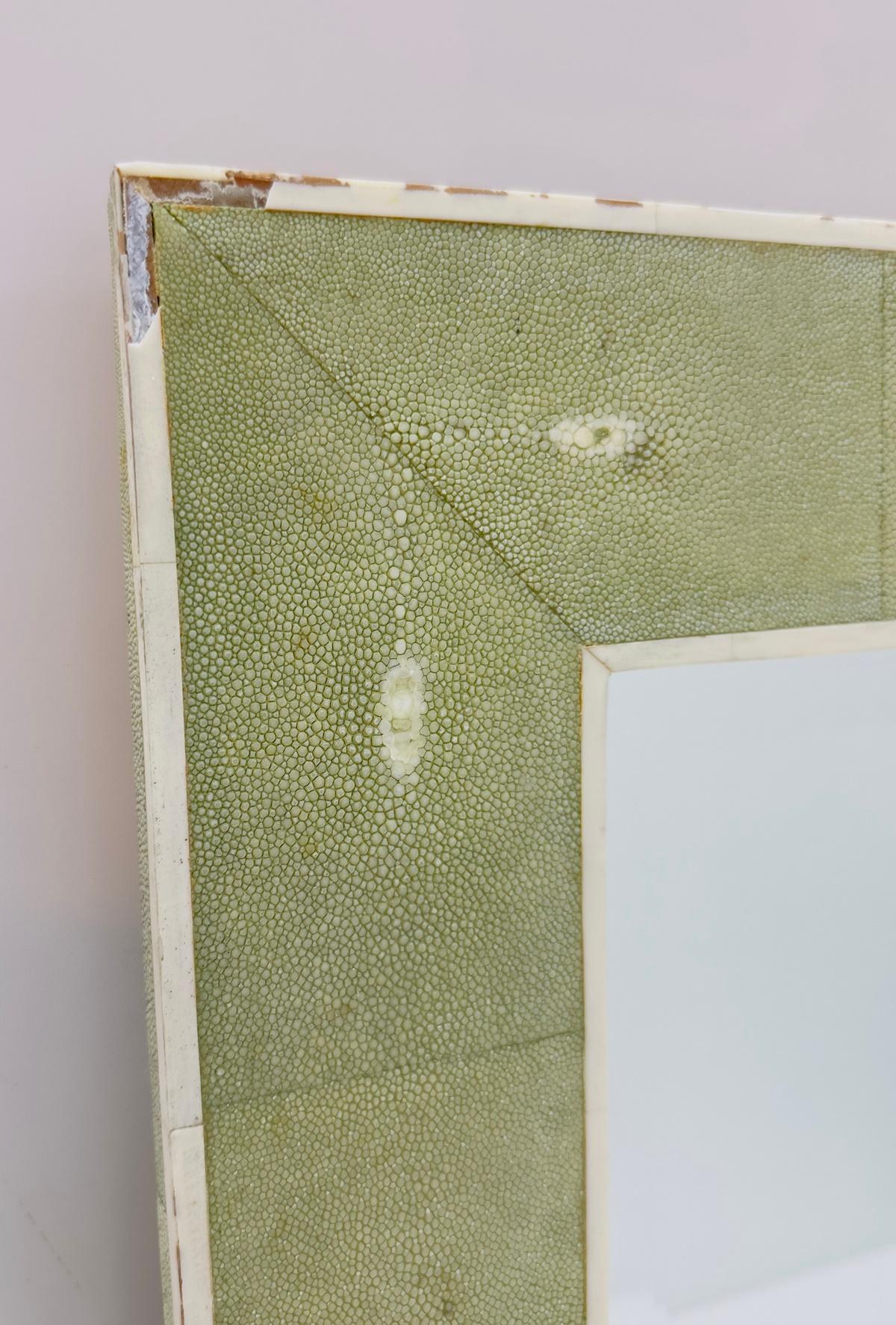 Hand-Crafted Shagreen and Bone Wall Mirror by Sylvan of San Francisco, Signed For Sale