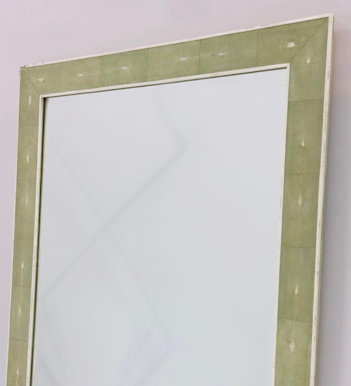 Shagreen and Bone Wall Mirror by Sylvan of San Francisco, Signed In Good Condition For Sale In Los Angeles, CA