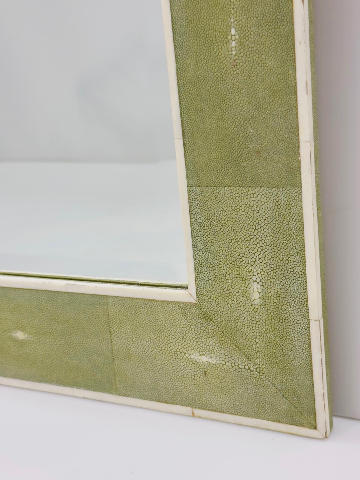 Contemporary Shagreen and Bone Wall Mirror by Sylvan of San Francisco, Signed For Sale