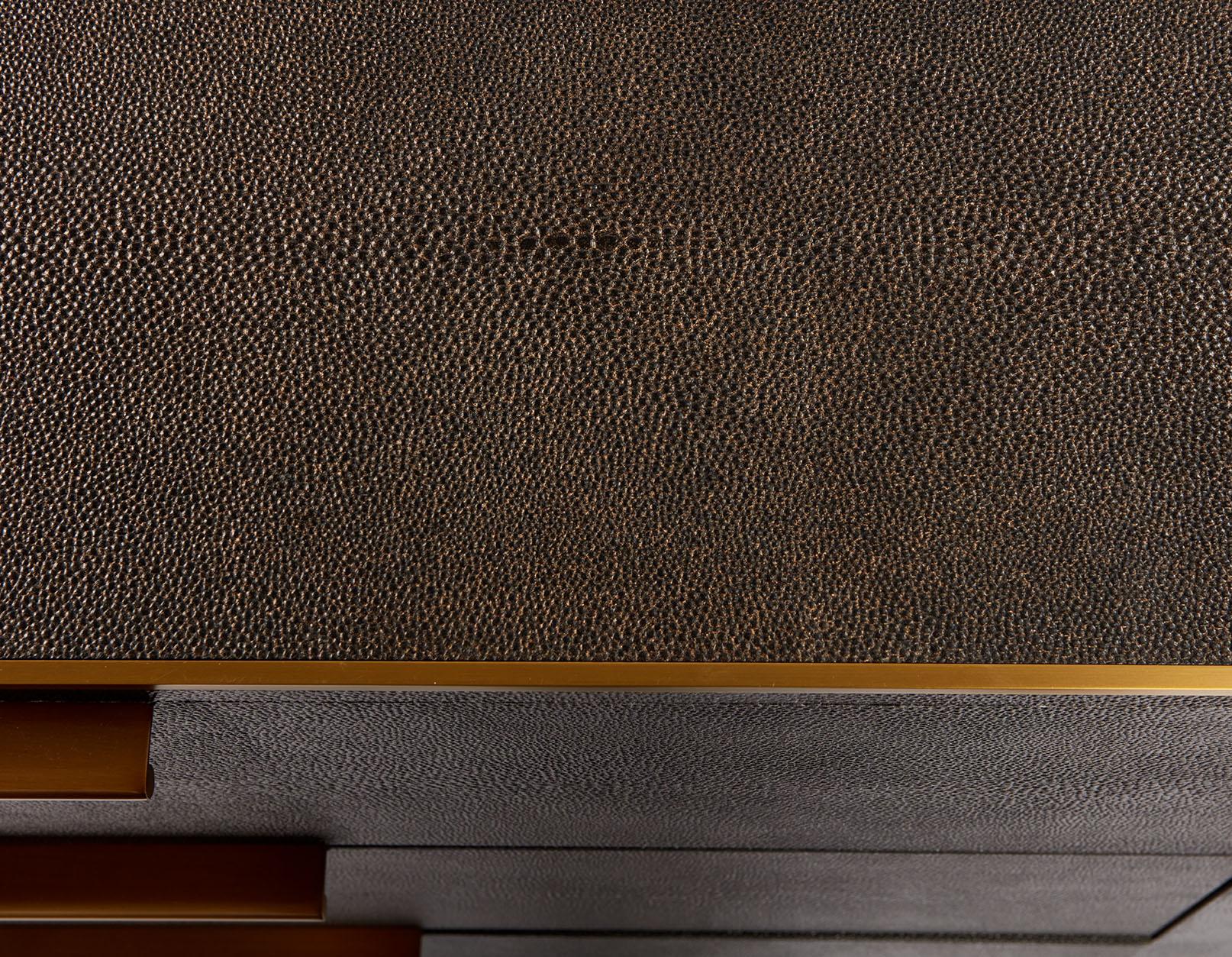 American Shagreen and Brass Chest of Drawers For Sale