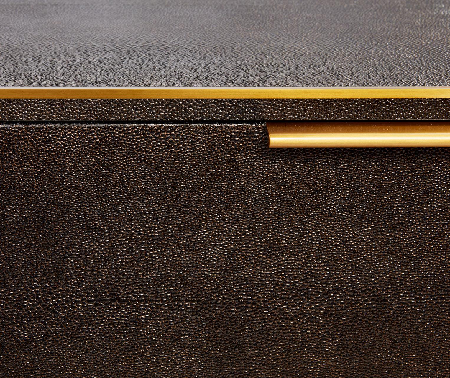 Shagreen and Brass Chest of Drawers For Sale 1