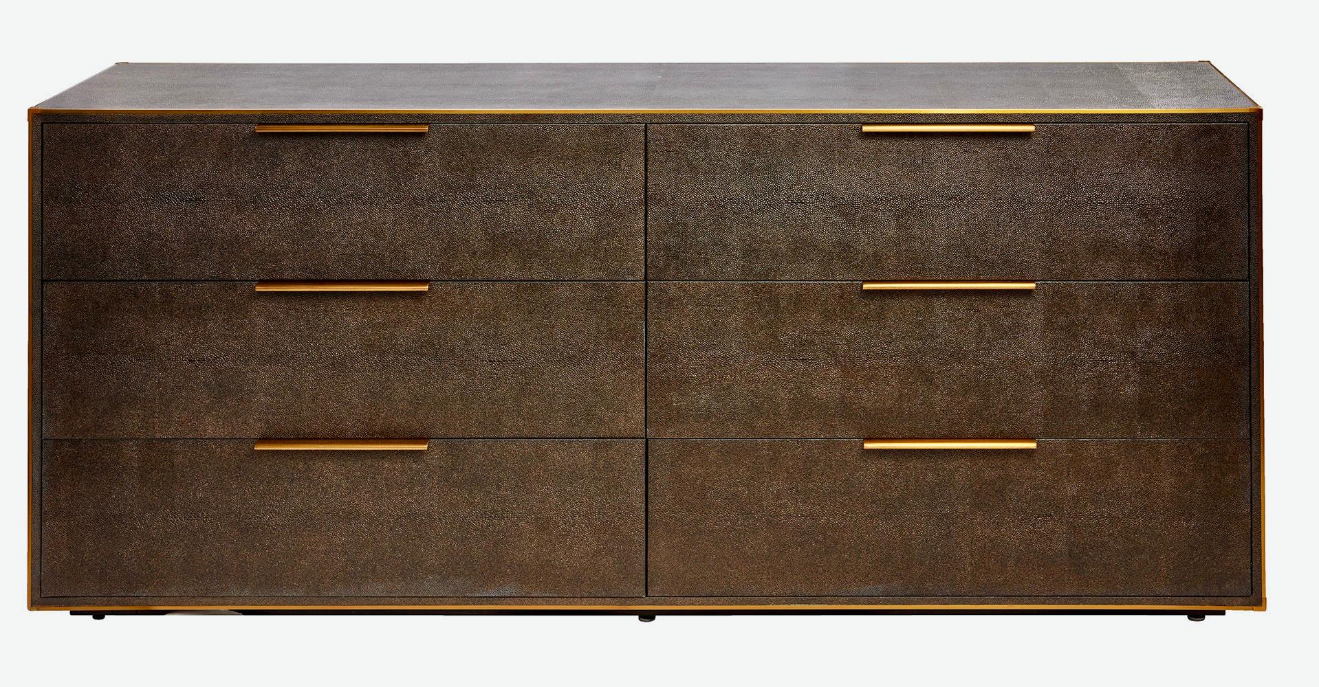 Shagreen and Brass Chest of Drawers For Sale 2