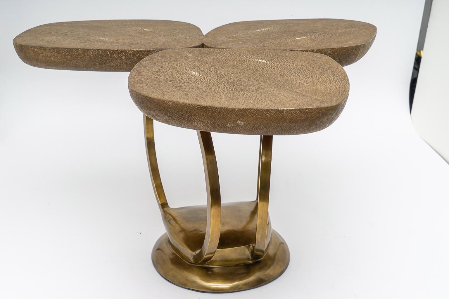 Hand-Crafted Shagreen and Brass Cocktail Table