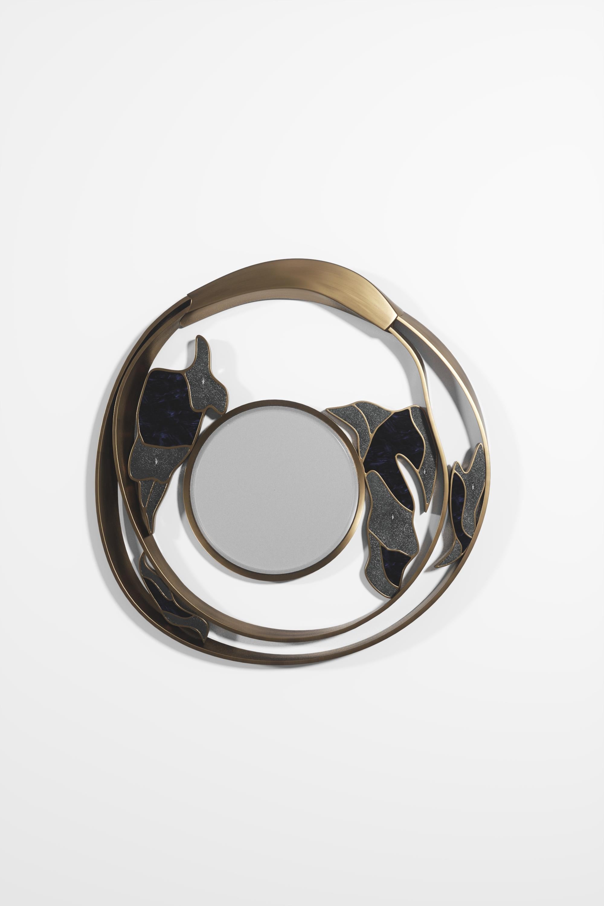 Specchio in ottone con zigrino e patina di bronzo di R&Y Augousti in vendita 5
