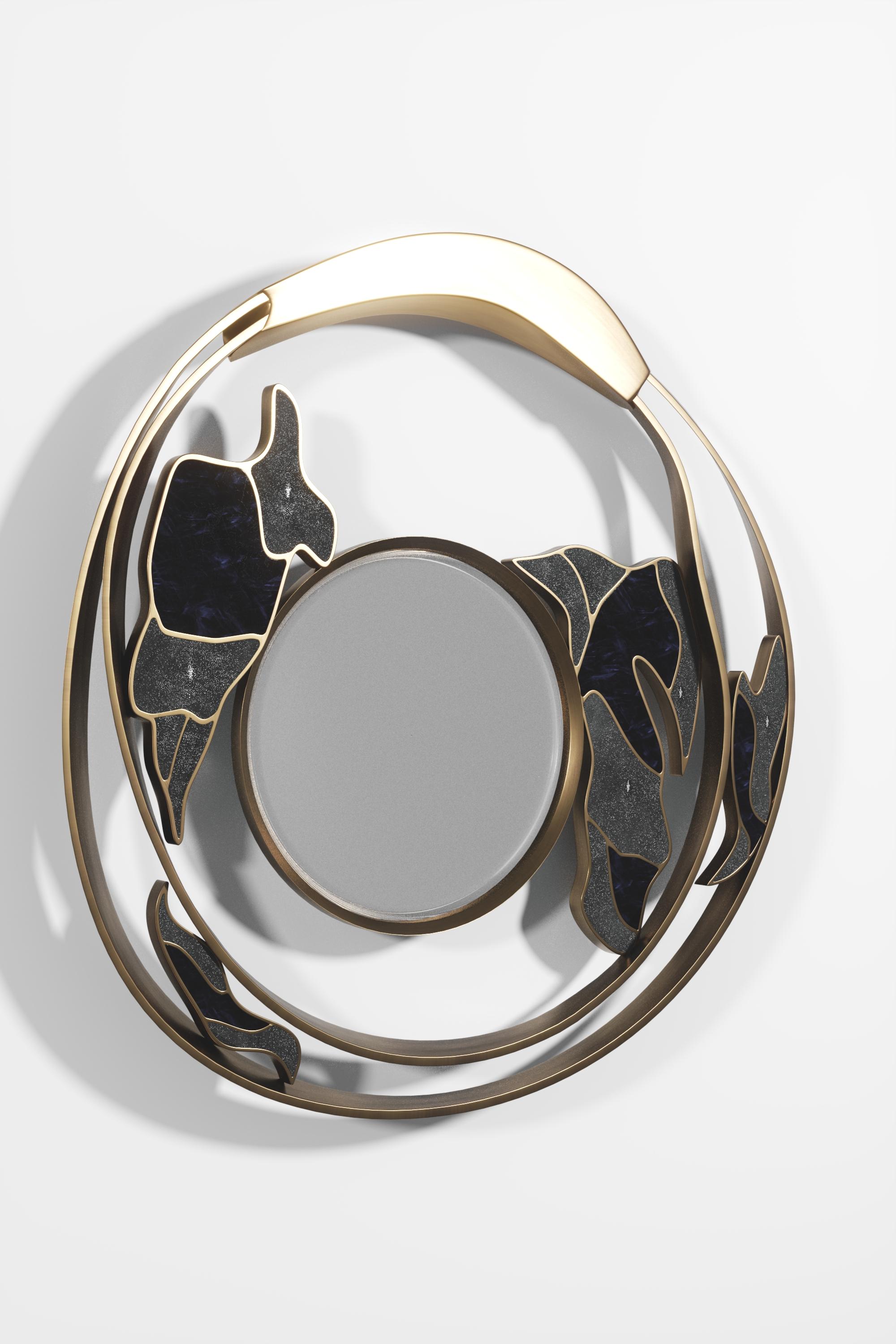 Specchio in ottone con zigrino e patina di bronzo di R&Y Augousti in vendita 6
