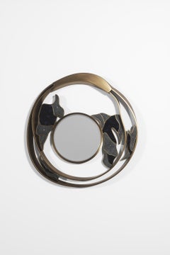 Shagreen and Bronze Patina Brass Mirror by R&Y Augousti