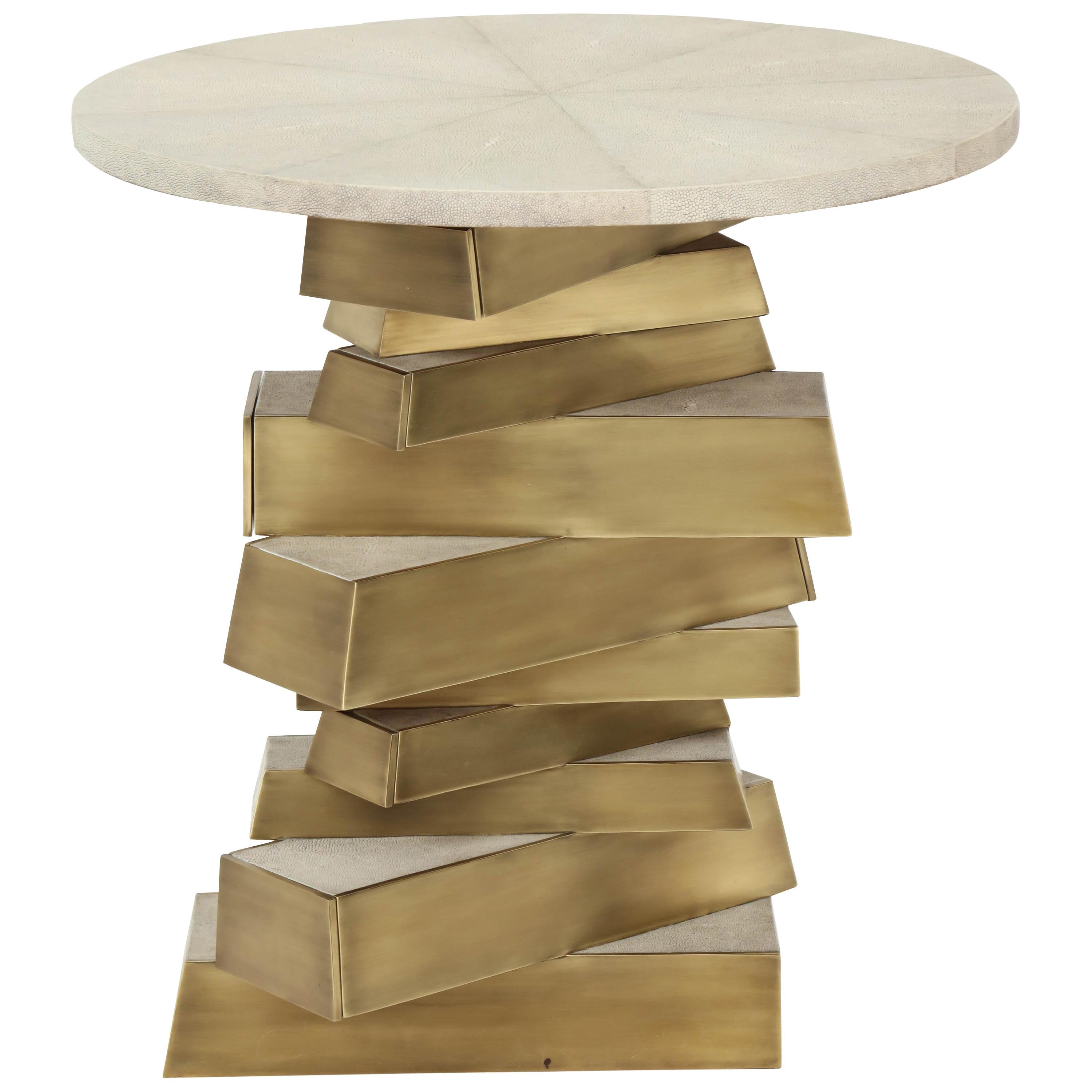 Contemporary Chuck Moffitt Bronze and Quartz Crystal Side Table For