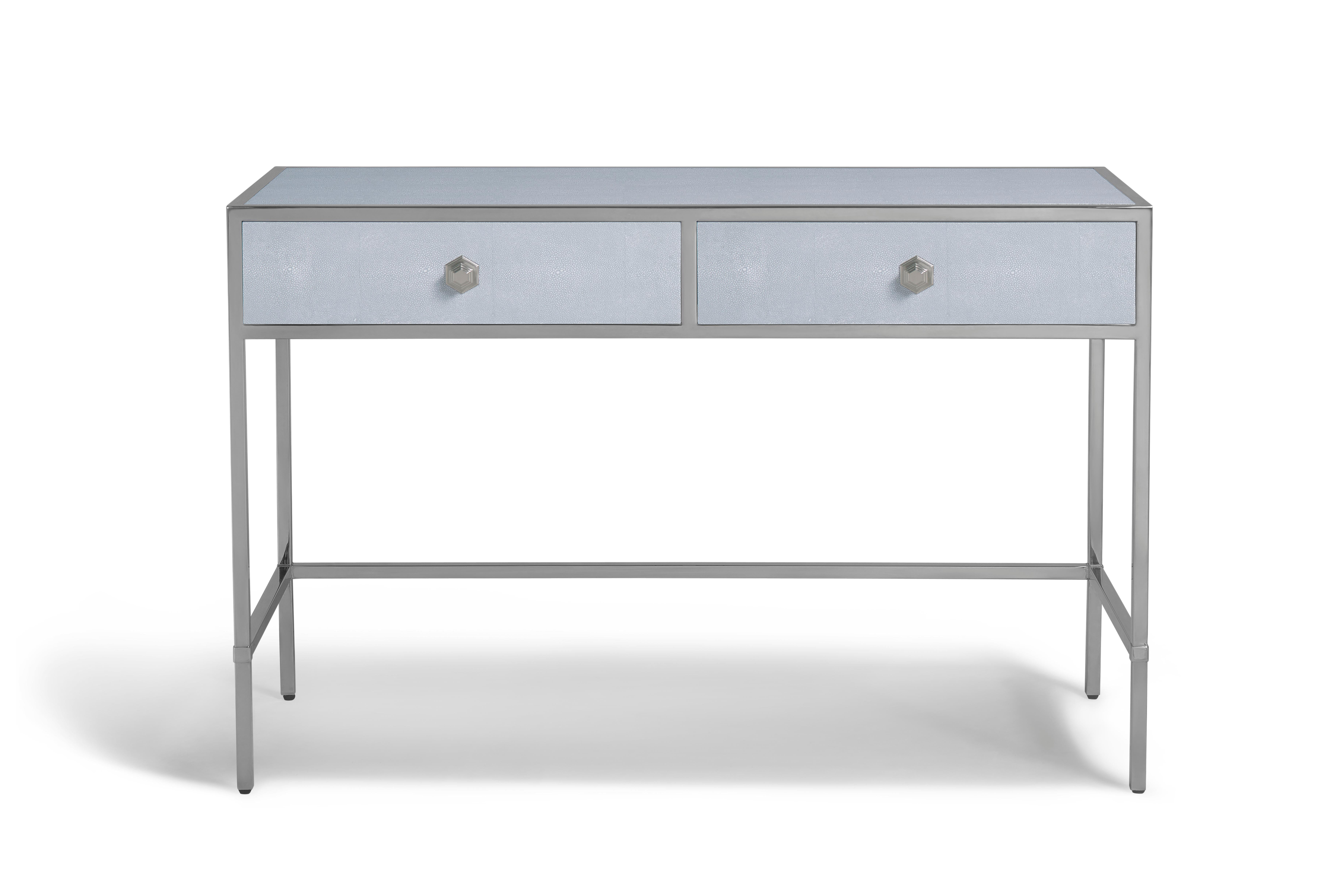 Art Deco Shagreen and Polished Stainless Steel Desk For Sale